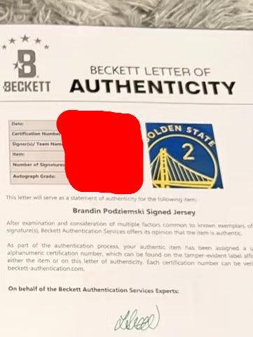 Brandin Podziemski Autographed Jersey(Beckett Authenticated) - BPBazaar